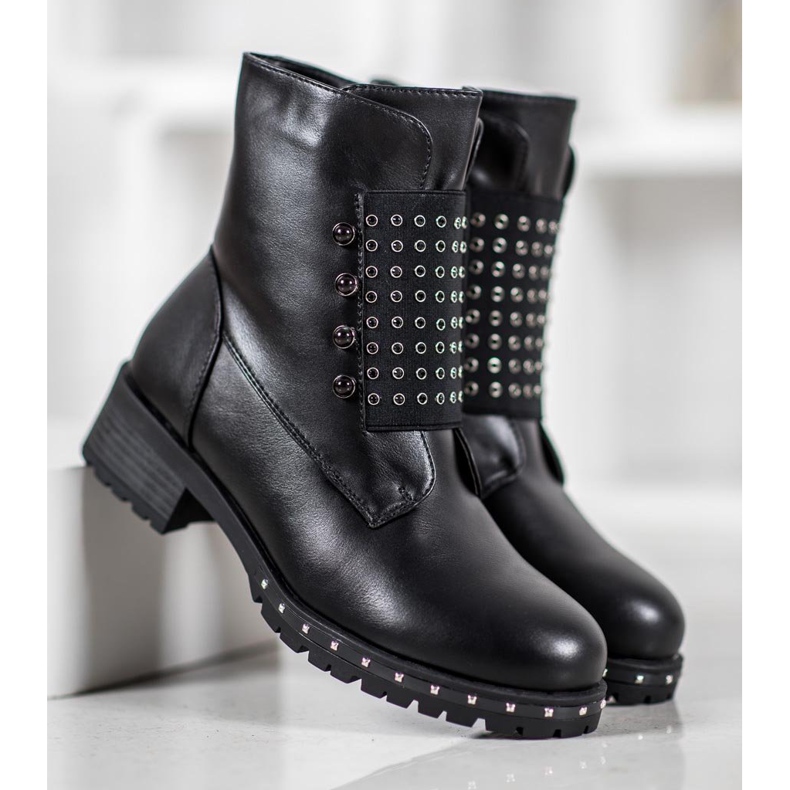 J. Star Modische Arbeiter mit Strasssteinen schwarz 2