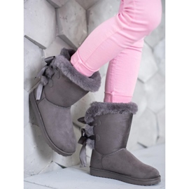 Hoher Mukluki mit Schleifen grau 1