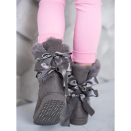 Hoher Mukluki mit Schleifen grau 2
