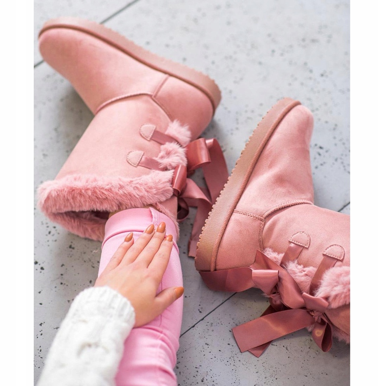 Hoher Mukluki mit Schleifen rosa 2