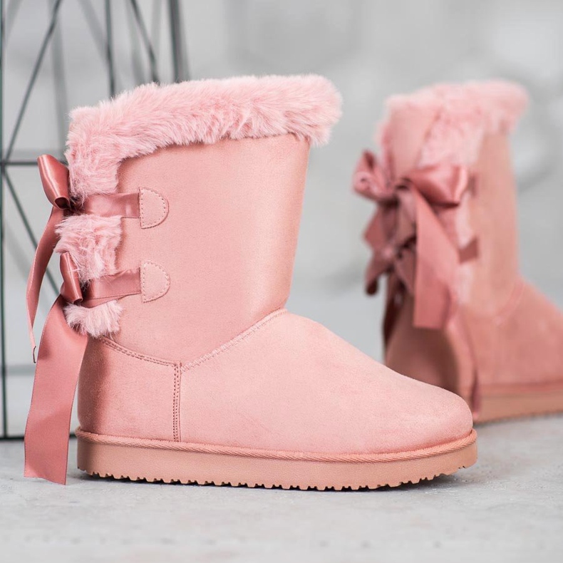 Hoher Mukluki mit Schleifen rosa 1