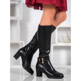 SHELOVET Elegante Stiefel mit Schnalle schwarz 1