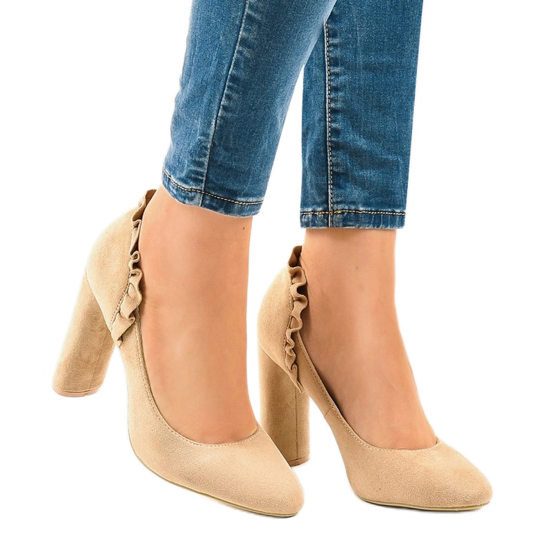 Beige Wildleder High Heels LE037P 2