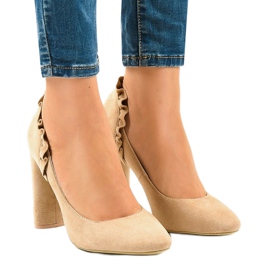 Beige Wildleder High Heels LE037P 1