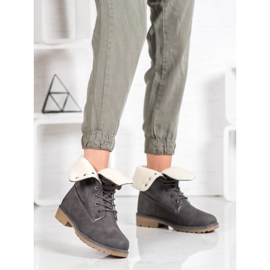 Super Me Graue Stiefel mit Schaffell 2