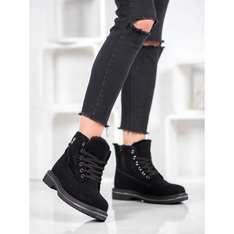 SHELOVET Trapper mit Glitzer schwarz 1