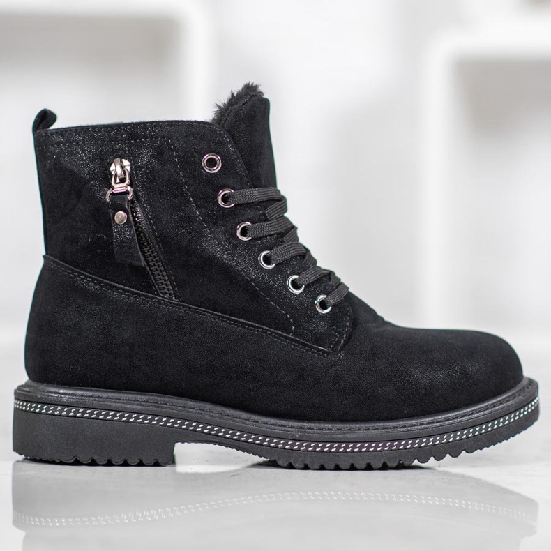 SHELOVET Trapper mit Glitzer schwarz 2