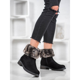 Kayla Wildlederstiefeletten mit Fell schwarz 1