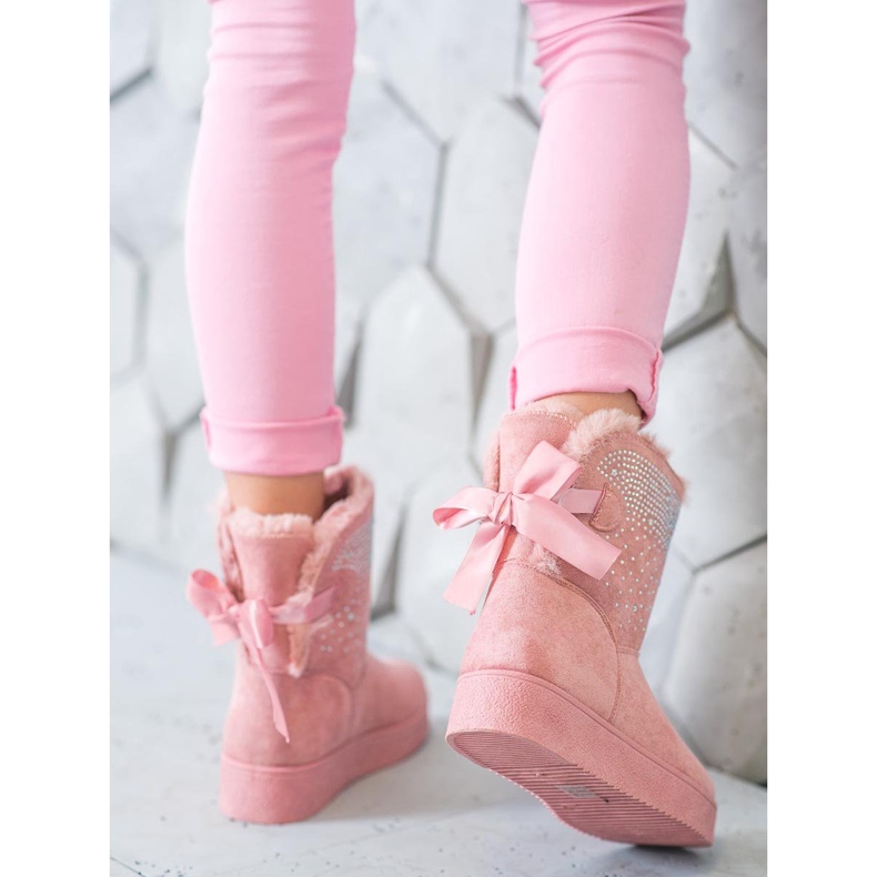 SHELOVET Mukluki mit Kristallen rosa 2