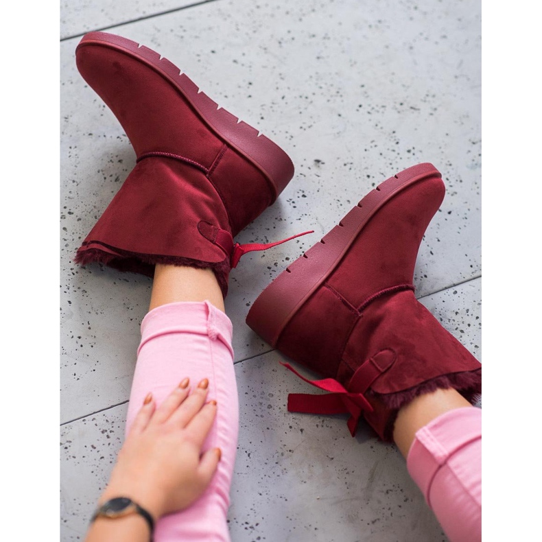 SHELOVET Kastanienbrauner Mukluki auf der Plattform rot 2