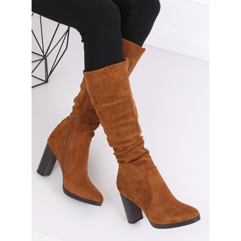 Klassische Stiefel mit hohen Absätzen camel QQ-08 Camel braun 2