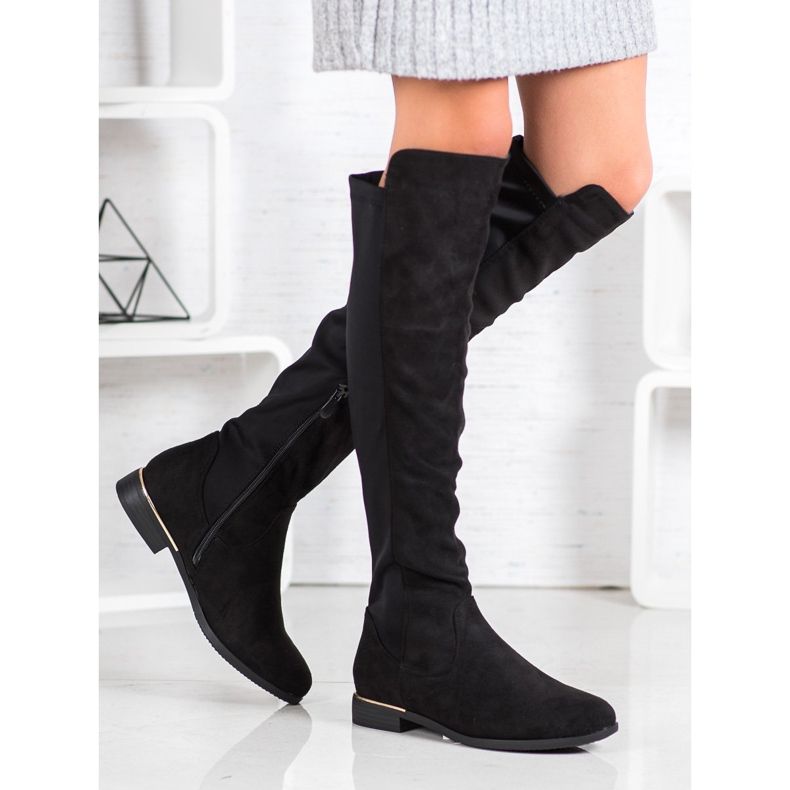 Super Me Overknee-Stiefel aus Wildleder schwarz 1