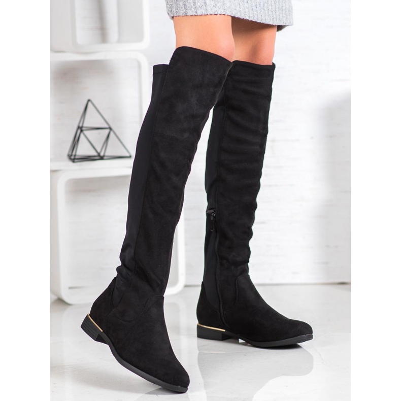 Super Me Overknee-Stiefel aus Wildleder schwarz 2