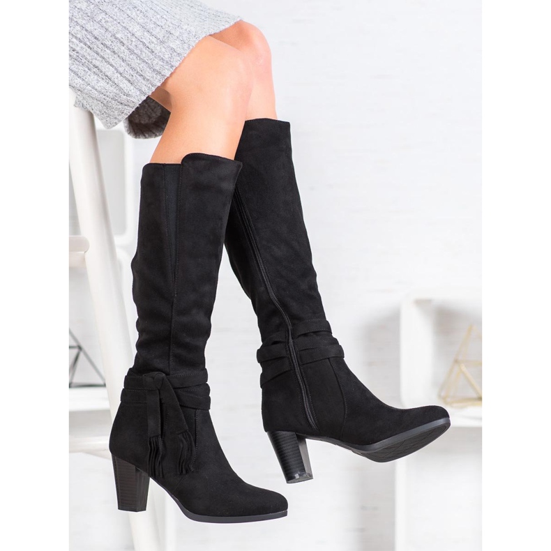 Queen Vivi Wildlederstiefel mit Fransen schwarz 1