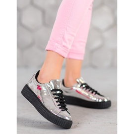 Corina Silberne Schuhe auf der Plattform grau 2