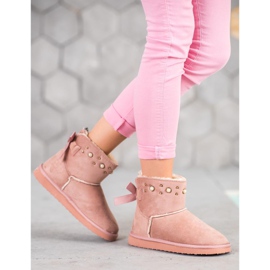 Bella Star Wildleder Mukluki mit Perlen rosa 2