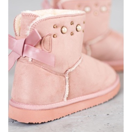 Bella Star Wildleder Mukluki mit Perlen rosa 1