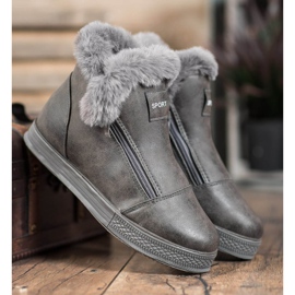 SHELOVET Sportstiefel mit Fell grau 1