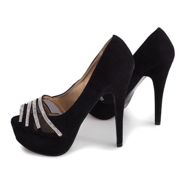 Wildleder Pumps auf hohem Absatz MD7079-1 Schwarz 2