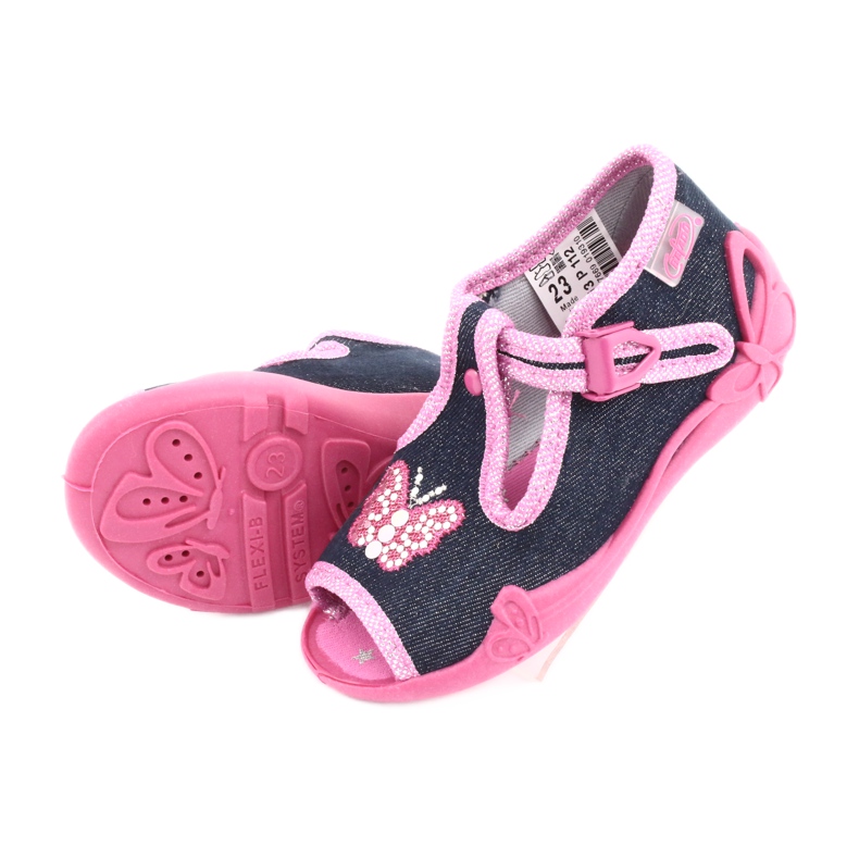 Befado Kinderschuhe 213P112 marineblau rosa grau 5
