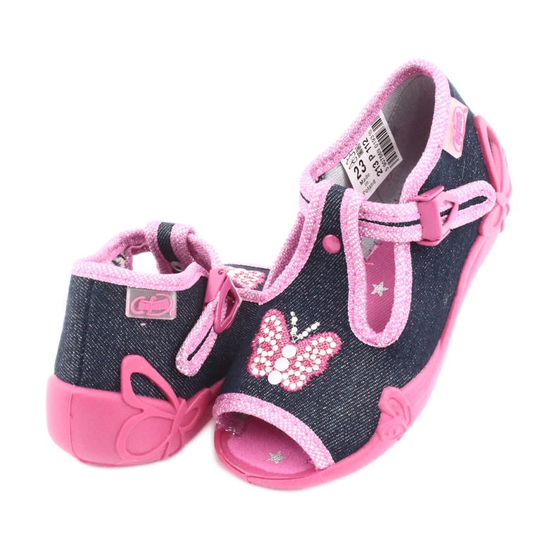 Befado Kinderschuhe 213P112 marineblau rosa grau 4