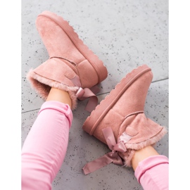 SHELOVET Warmes Mukluki mit Schleife rosa 2