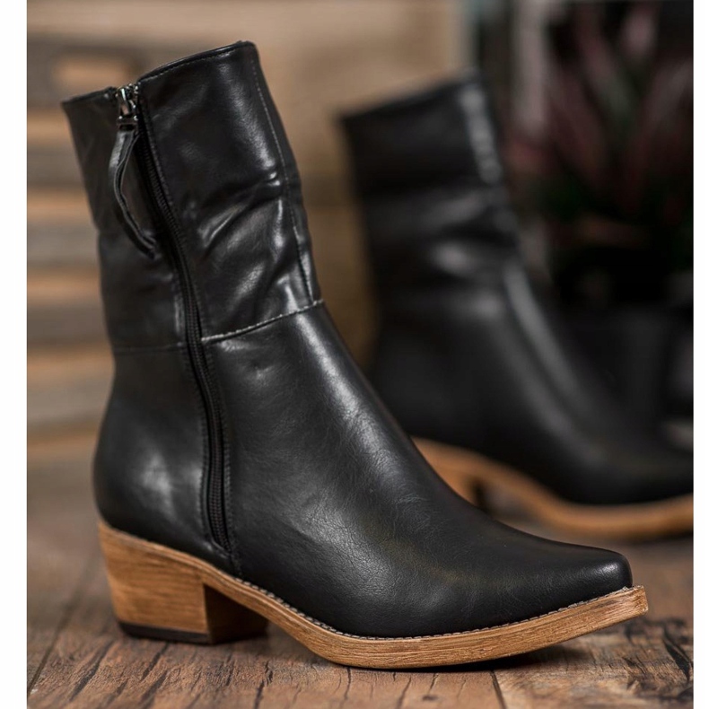 Kylie Cowboystiefel mit aufrollbarem Obermaterial schwarz 1