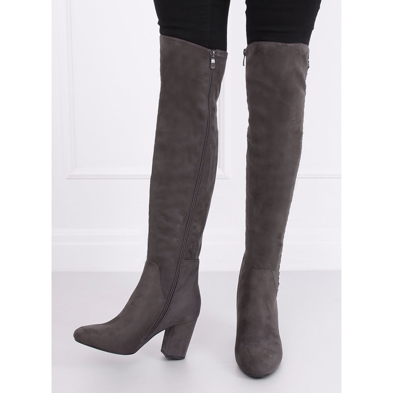 Graue Overknee-Stiefel in Grau 7539-GG Grey 2