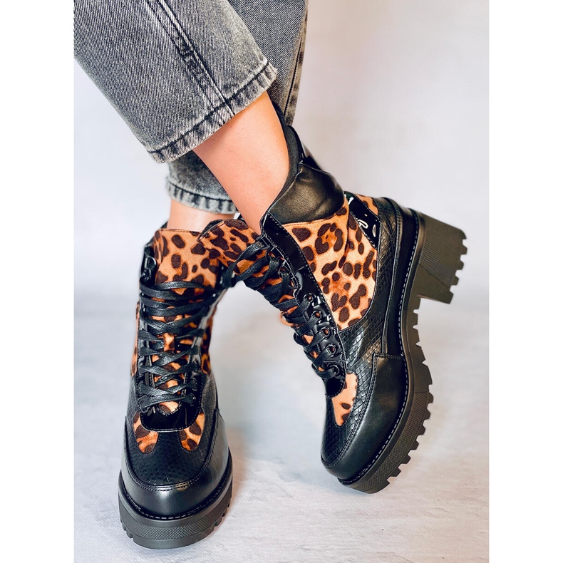 Schuhe mit hohen Sohlen NS067 Leopard schwarz 1