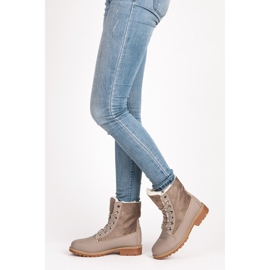 SHELOVET Stilvolle Trapper mit Schaffell grau 2