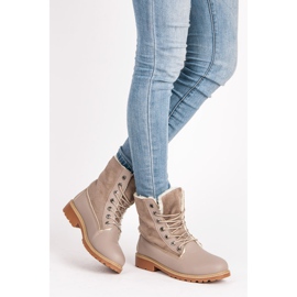 SHELOVET Stilvolle Trapper mit Schaffell grau 1