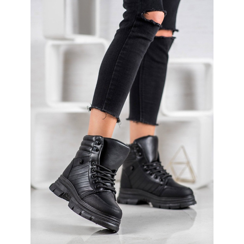 Yes Mile Schwarze Turnschuhe auf der Plattform 1