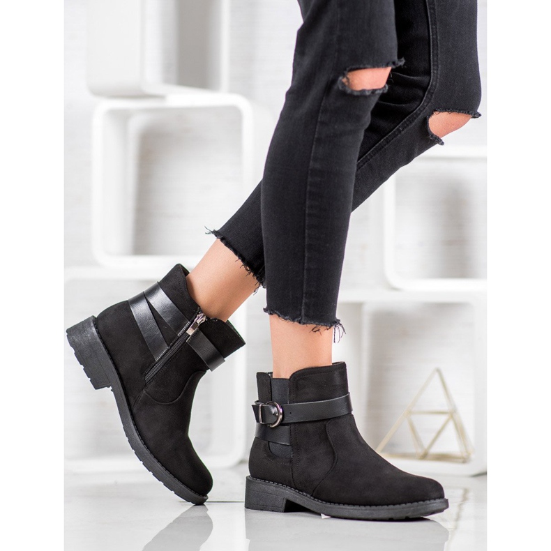 SHELOVET Wildleder-Arbeiter mit Schnalle schwarz 1