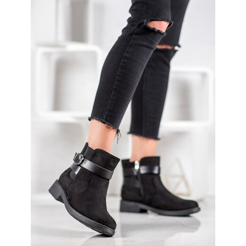 SHELOVET Wildleder-Arbeiter mit Schnalle schwarz 2