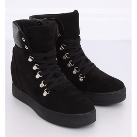 Schwarze RQ216 Serpentine schwarze Keilstiefel 1