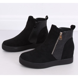 Schwarz RQ235 Schwarze Stiefel auf einem versteckten Keil 2