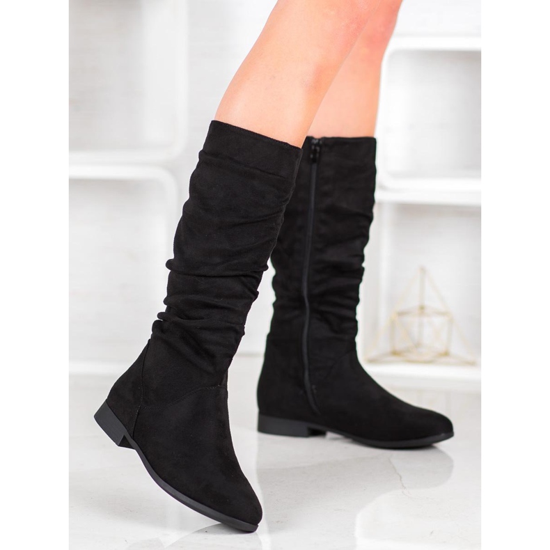 SHELOVET Wildlederstiefel über dem Knie schwarz 2