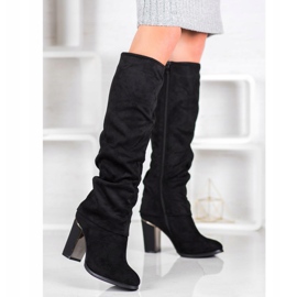 SDS Elegante Stiefel mit hohen Absätzen schwarz 2