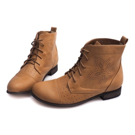 Schnürstiefel mit Lochmuster 248 Camel braun 1