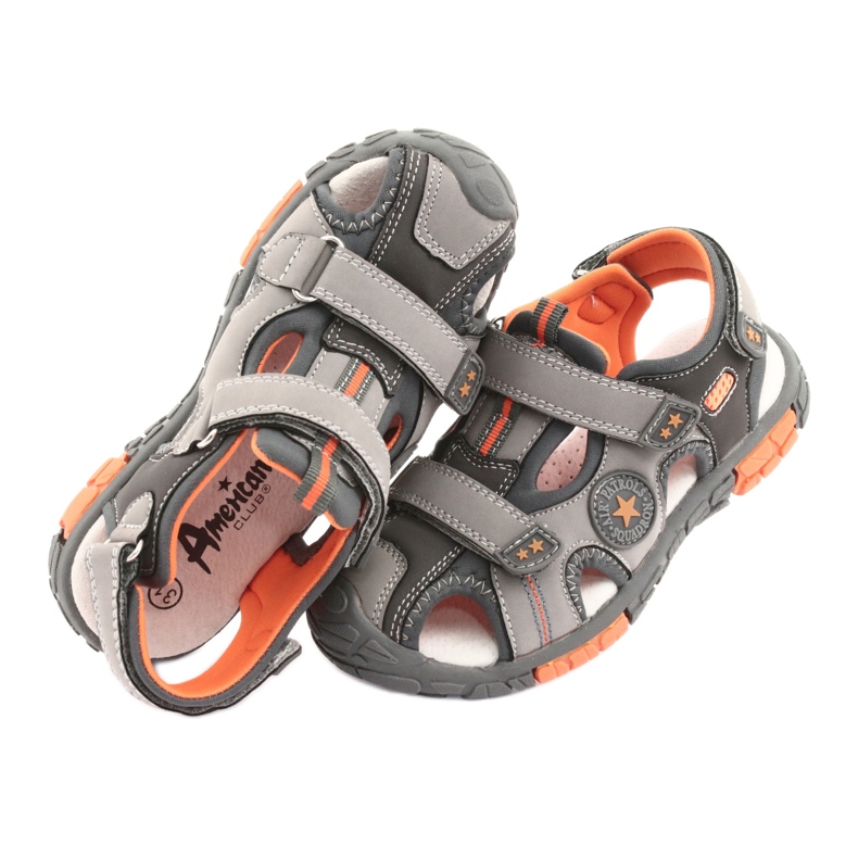 American Club Sandalenschuhe mit amerikanischem DR02-Ledereinsatz braun orange grau 5