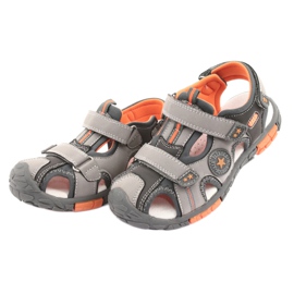 American Club Sandalenschuhe mit amerikanischem DR02-Ledereinsatz braun orange grau 3