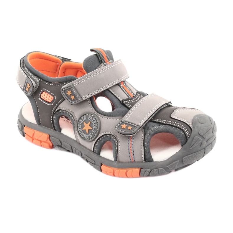 American Club Sandalenschuhe mit amerikanischem DR02-Ledereinsatz braun orange grau 1