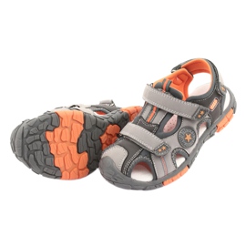 American Club Sandalenschuhe mit amerikanischem DR02-Ledereinsatz braun orange grau 4