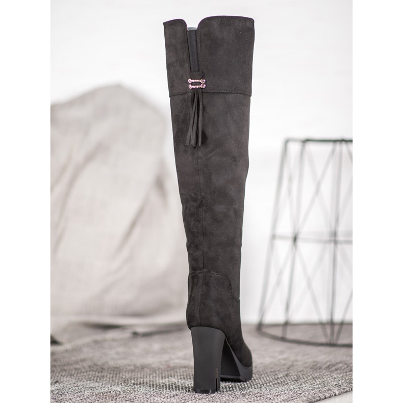 Evento Plateaustiefel aus Wildleder schwarz 2