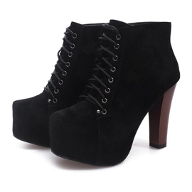 Wildleder feste Stiefel mit Absatz B753 Schwarz 3