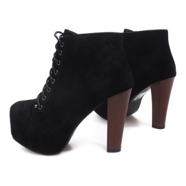 Wildleder feste Stiefel mit Absatz B753 Schwarz 2