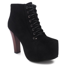 Wildleder feste Stiefel mit Absatz B753 Schwarz 4