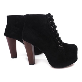 Wildleder feste Stiefel mit Absatz B753 Schwarz 1
