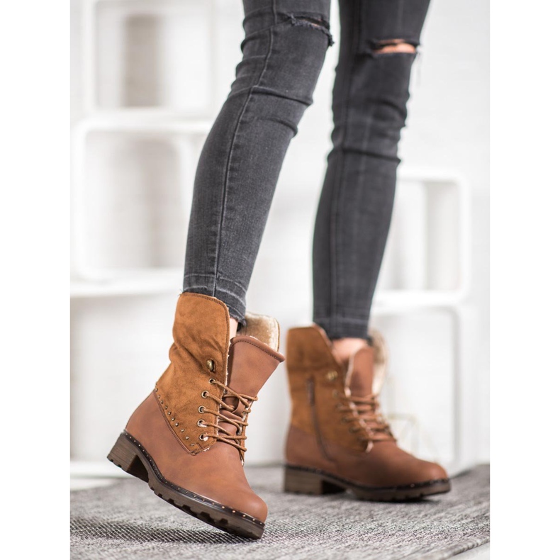 SHELOVET Braune Stiefel mit Schaffell 1