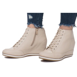 Beige Keilsneaker mit Capucine-Reißverschluss 1